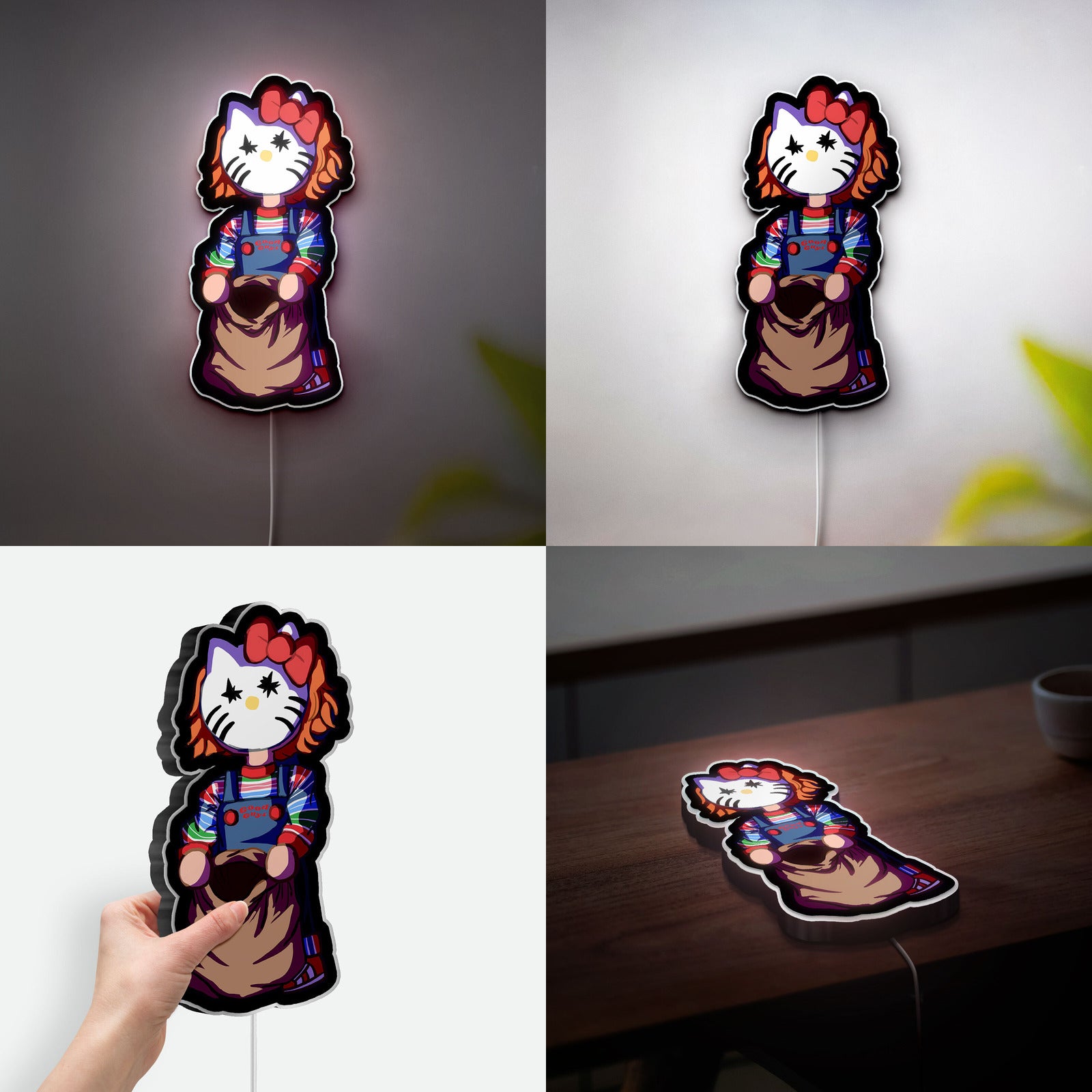 Horror Cartoon 3D Light Box - Creepy Cute LED Night Light, Kawaii Scary Decor for Anime & Halloween Fans 