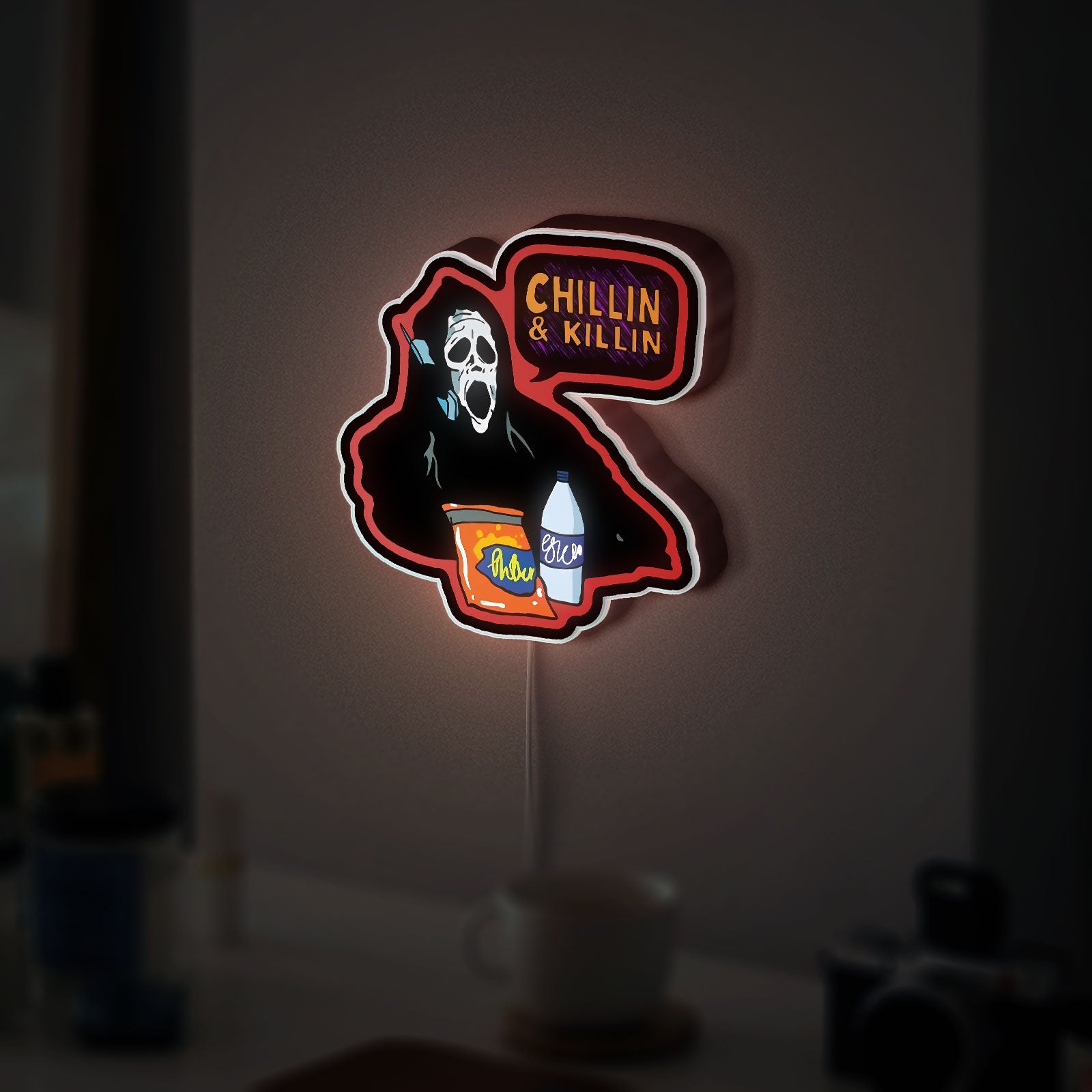 Ghostface 3D Light Box - Scary Movie LED Night Light, Funny Horror Decor for Scream Fans
