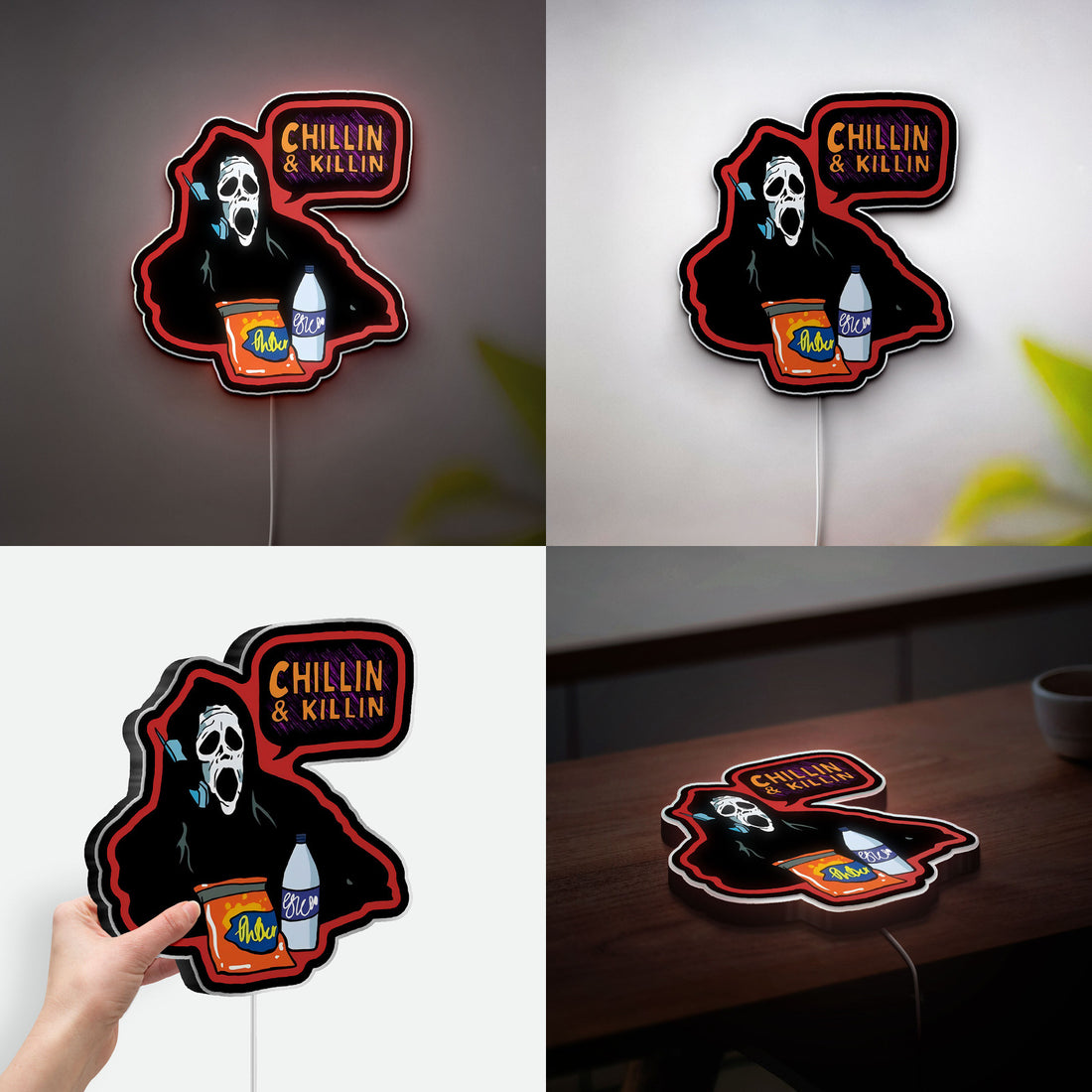 Ghostface 3D Light Box - Scary Movie LED Night Light, Funny Horror Decor for Scream Fans
