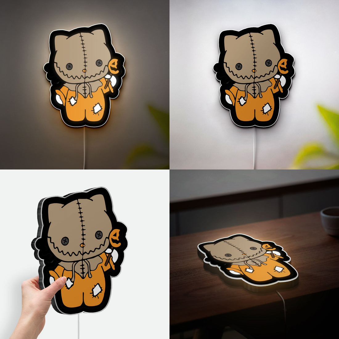 Horror Hello Kitty 3D Light Box - Creepy Cute LED Night Light, Kawaii Halloween Decor for Anime & Horror Fans 