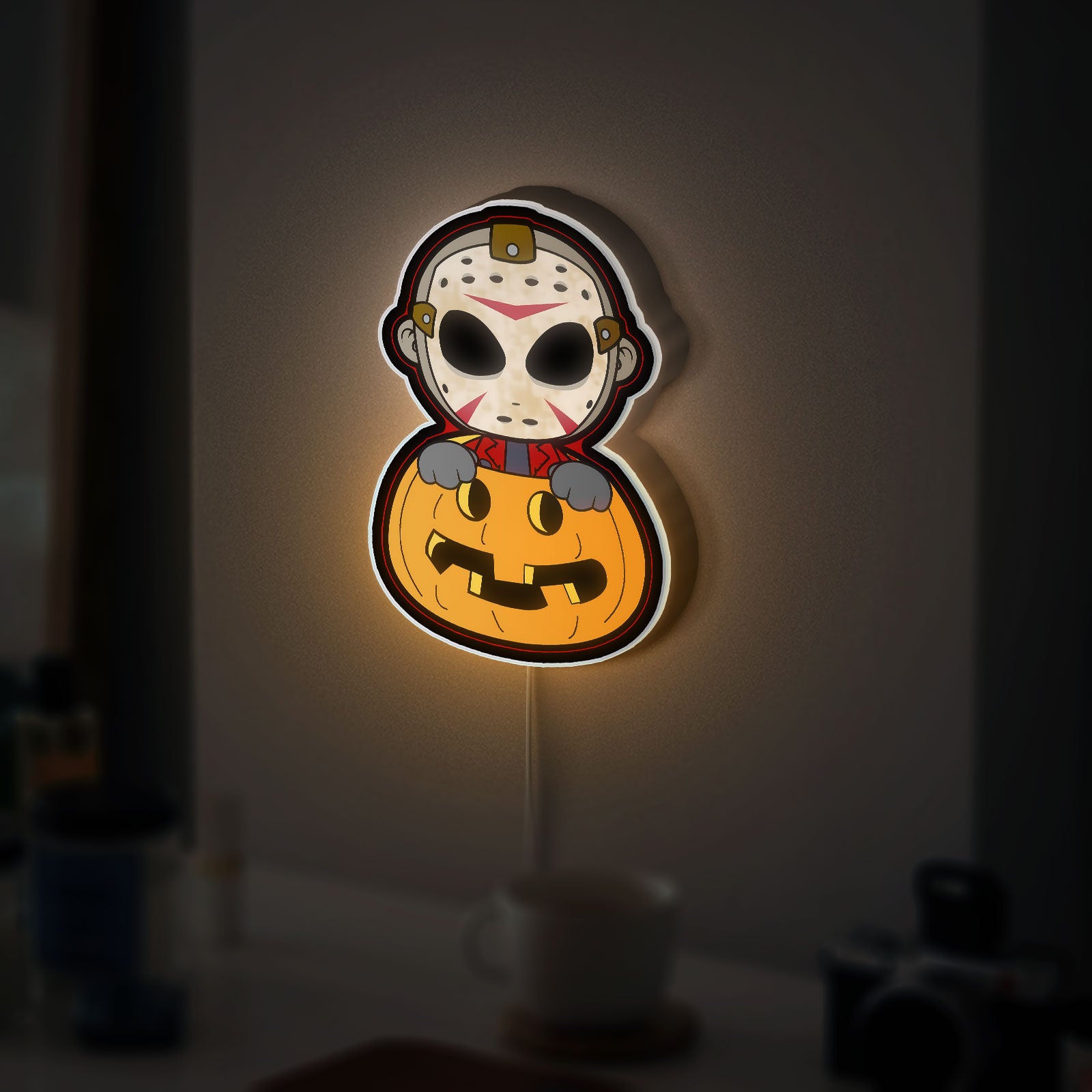 Halloween Horror Icons 3D Light - Jason Voorhees & Classic Killer LED Night Lamp, Spooky Decor for Slasher Movie Fans
