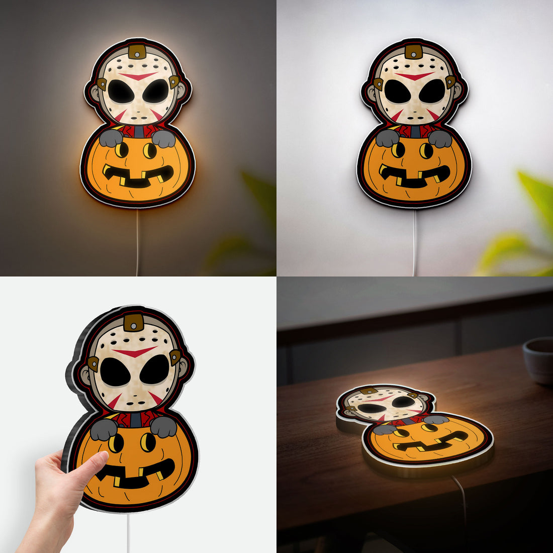 Halloween Horror Icons 3D Light - Jason Voorhees & Classic Killer LED Night Lamp, Spooky Decor for Slasher Movie Fans
