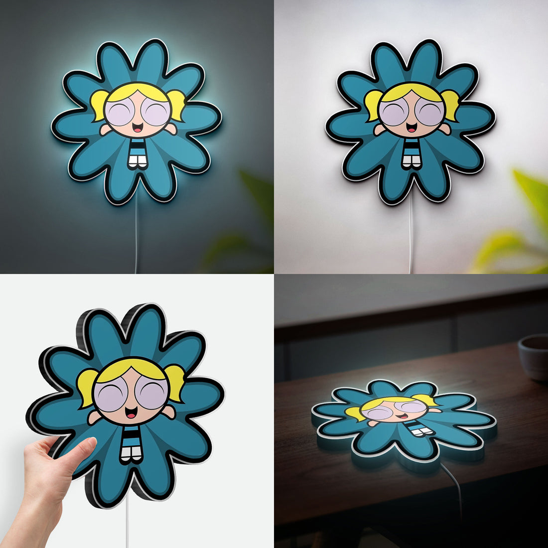 Powerpuff Girls 3D Light Box - Blossom Bubbles Buttercup LED Night Light, Cartoon Themed Room Decor for Fans
