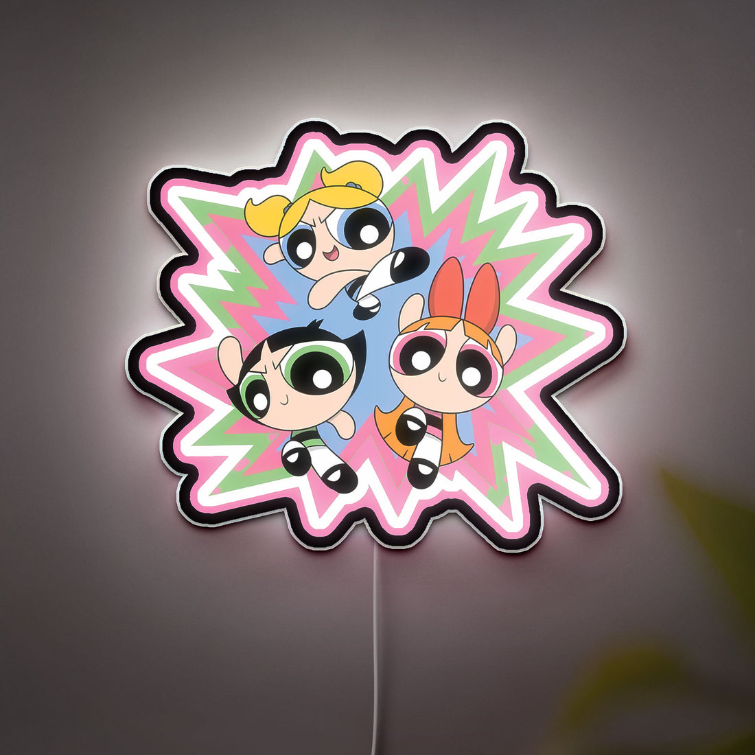 Powerpuff Girls 3D Light Box - Blossom Bubbles Buttercup LED Night Light, Cartoon Themed Room Decor for 90s Kids

