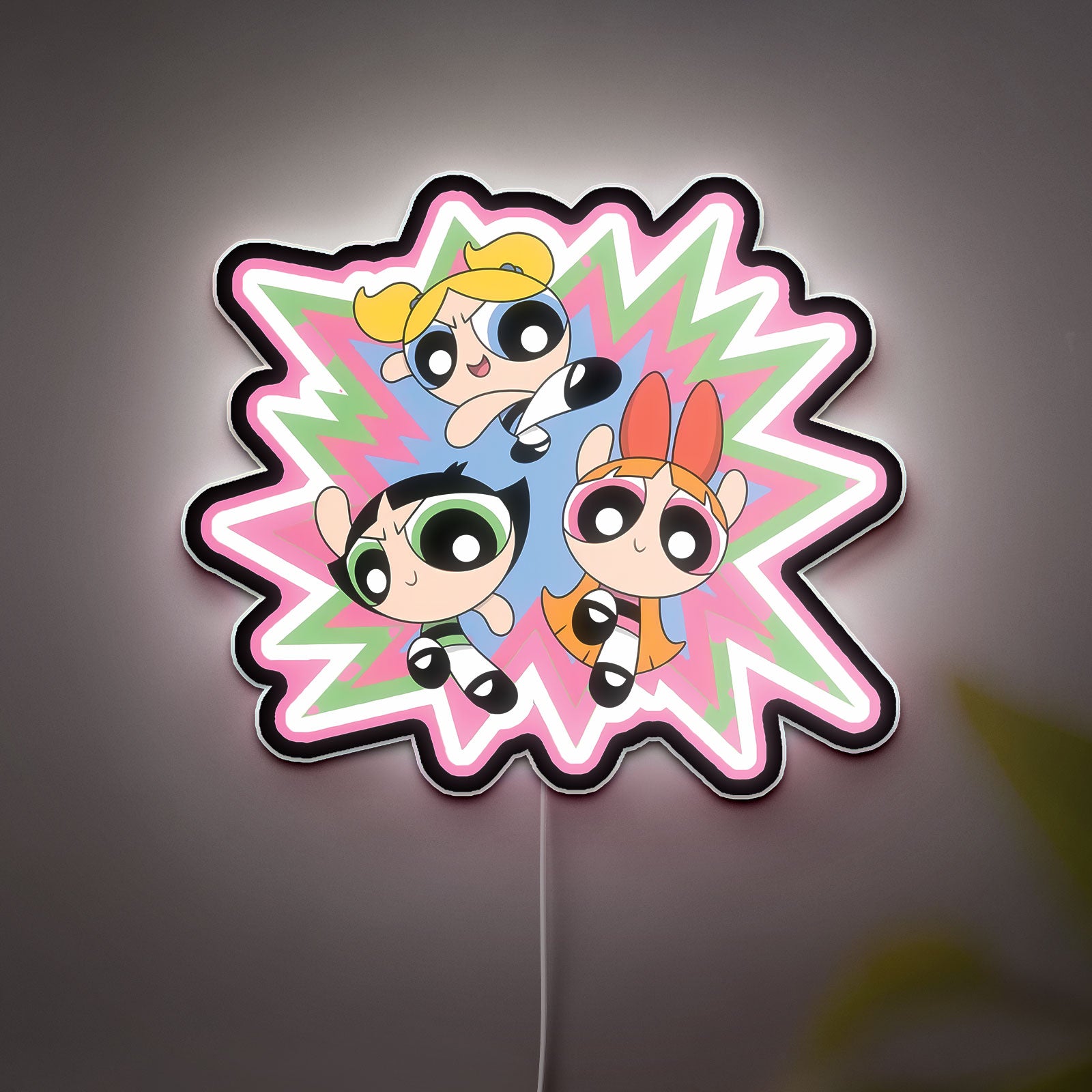 Powerpuff Girls 3D Light Box - Blossom Bubbles Buttercup LED Night Light, Cartoon Themed Room Decor for 90s Kids

