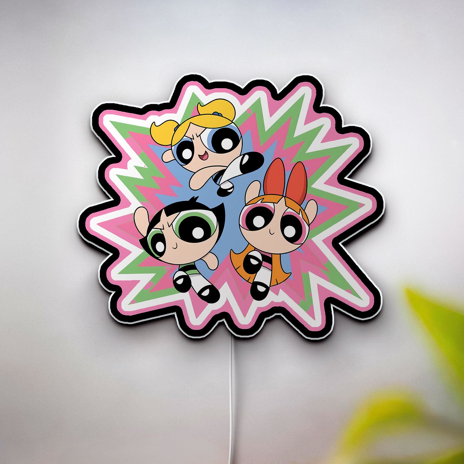 Powerpuff Girls 3D Light Box - Blossom Bubbles Buttercup LED Night Light, Cartoon Themed Room Decor for 90s Kids
