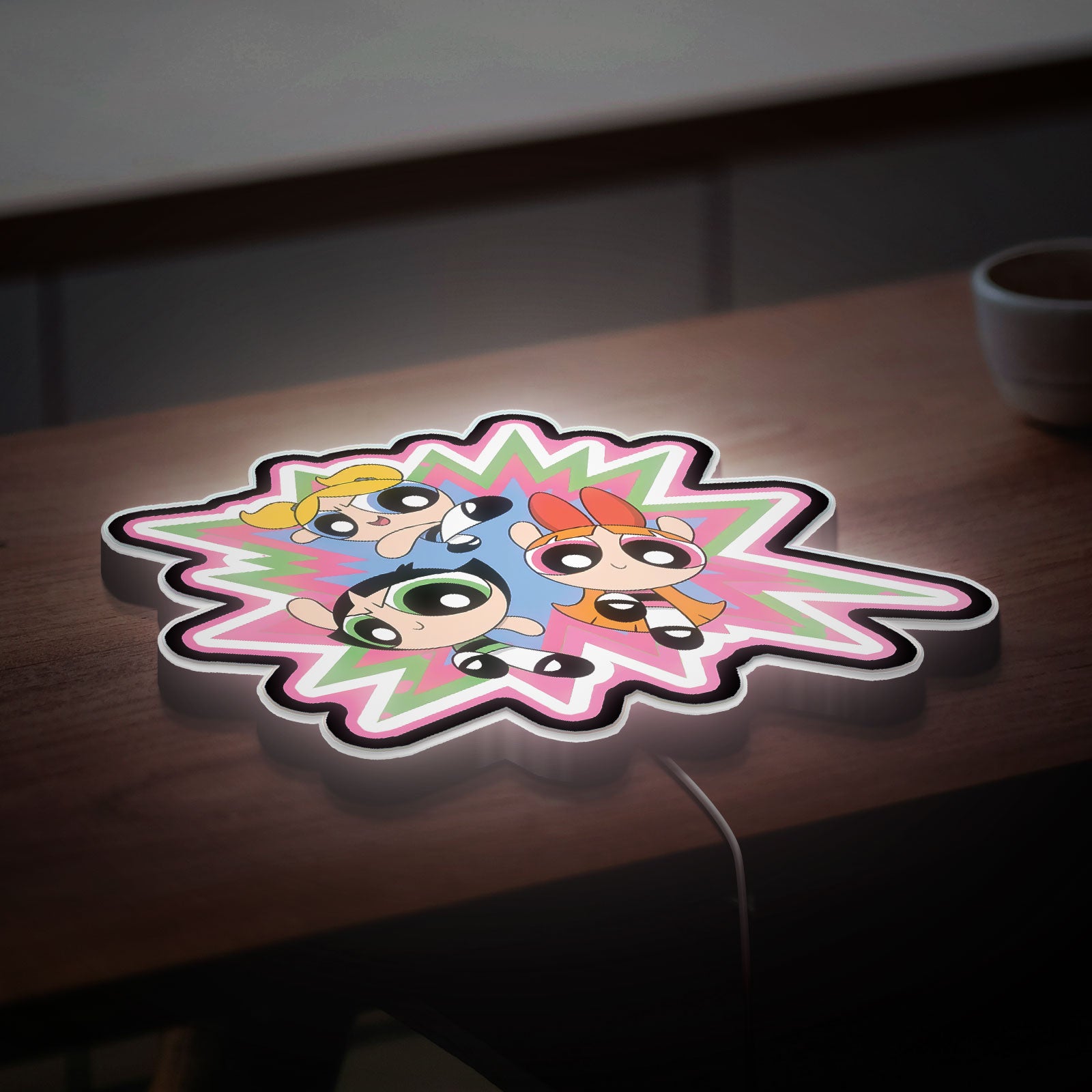Powerpuff Girls 3D Light Box - Blossom Bubbles Buttercup LED Night Light, Cartoon Themed Room Decor for 90s Kids

