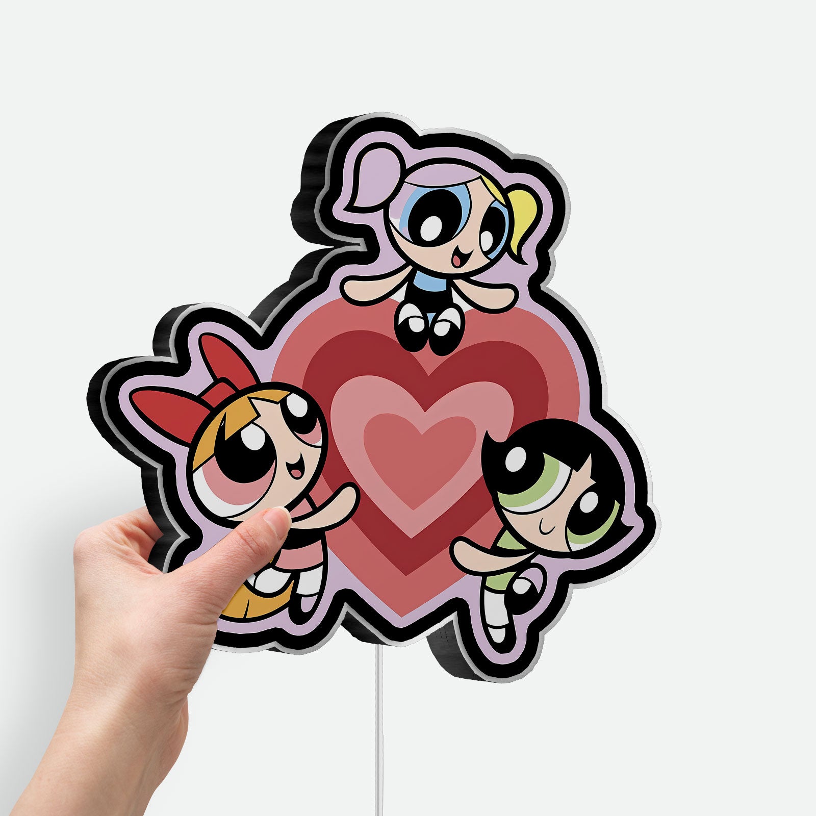 Powerpuff Girls 3D Light Box - Blossom Bubbles Buttercup LED Night Light, Cartoon Network Themed Room Decor for Fans
