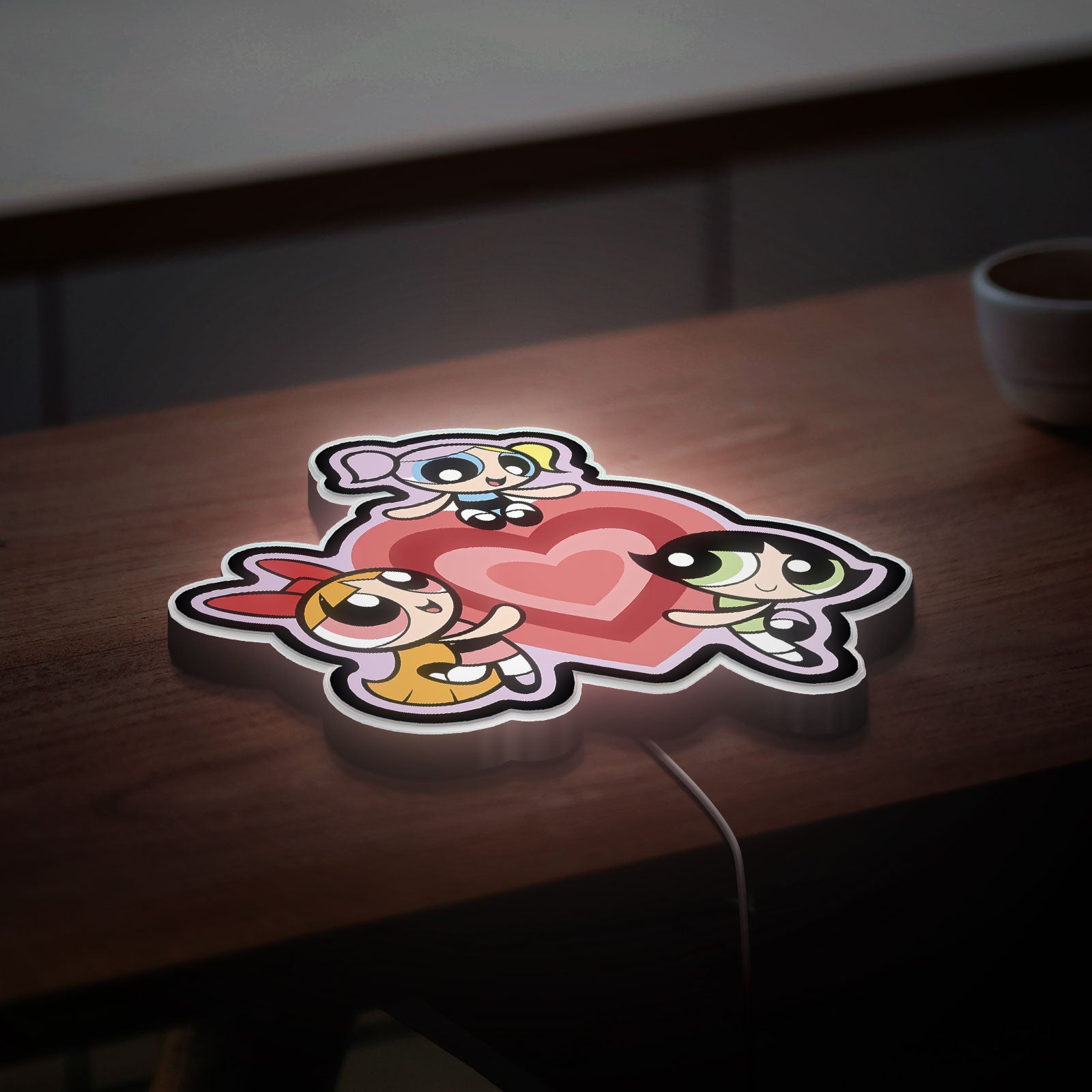 Powerpuff Girls 3D Light Box - Blossom Bubbles Buttercup LED Night Light, Cartoon Network Themed Room Decor for Fans
