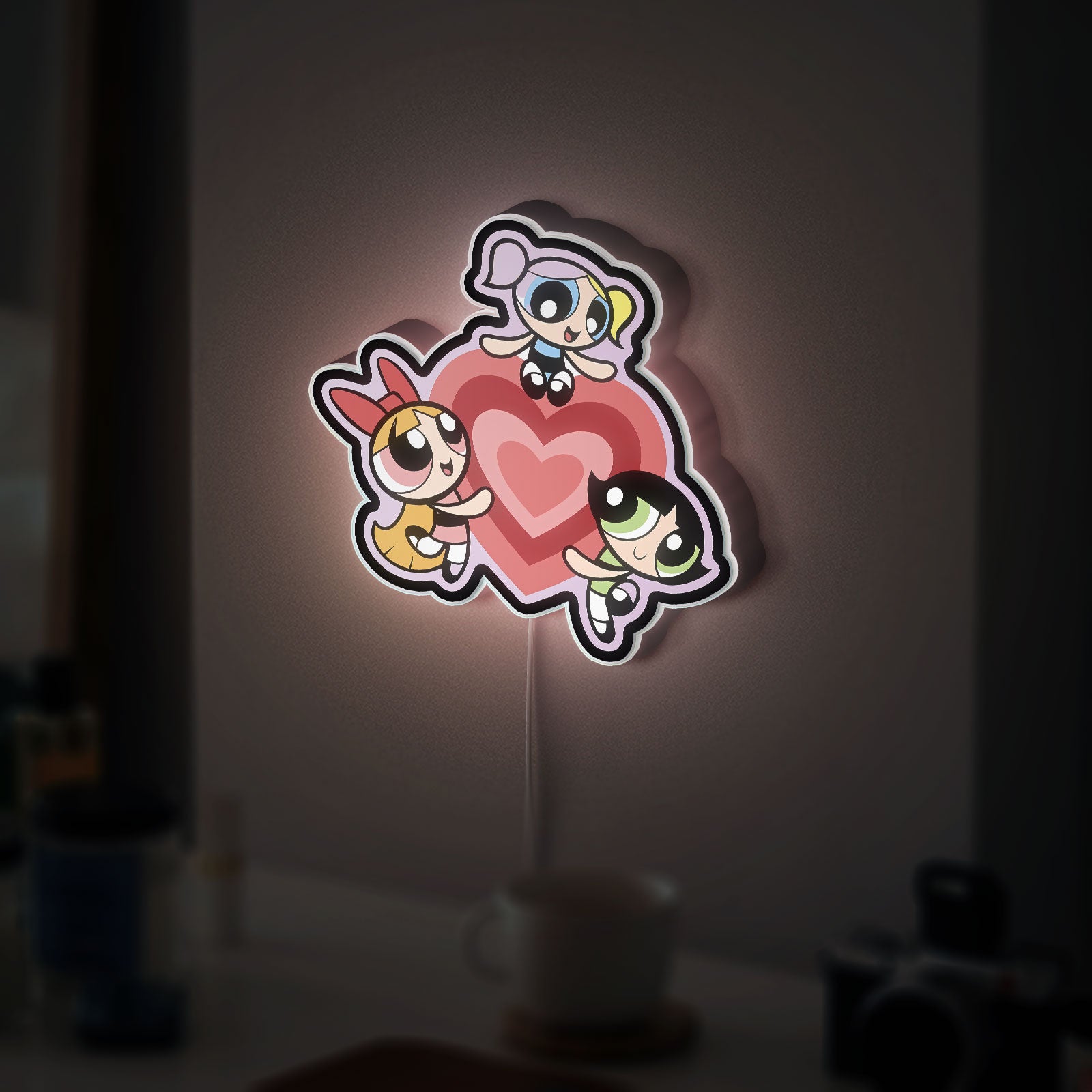 Powerpuff Girls 3D Light Box - Blossom Bubbles Buttercup LED Night Light, Cartoon Network Themed Room Decor for Fans
