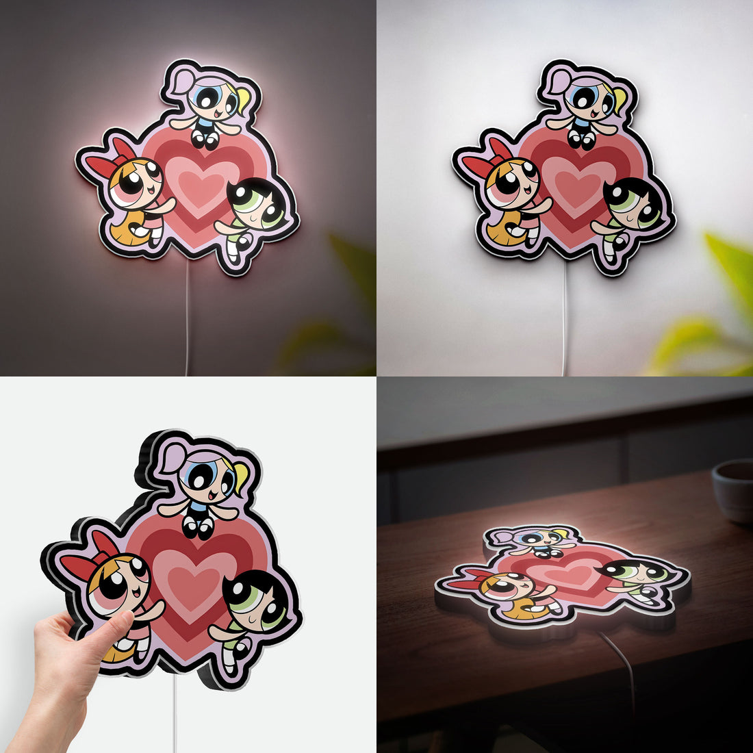 Powerpuff Girls 3D Light Box - Blossom Bubbles Buttercup LED Night Light, Cartoon Network Themed Room Decor for Fans
