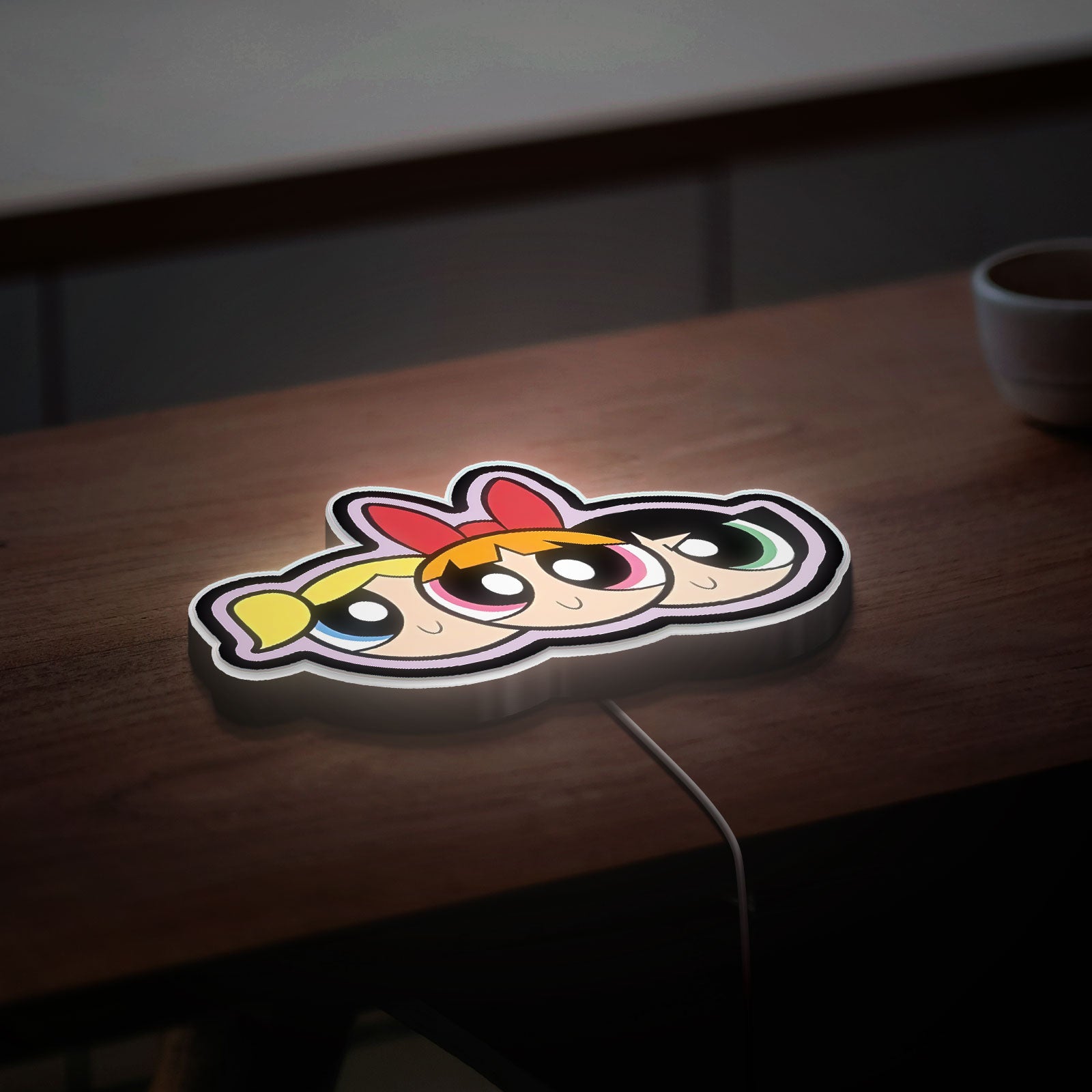 Powerpuff Girls 3D Light Box - Blossom Bubbles Buttercup Cartoon Night Light, Kids Room Decor & Cartoon Network Fan Gift 