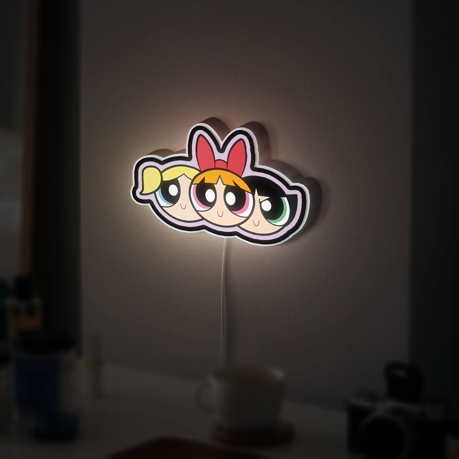 Powerpuff Girls 3D Light Box - Blossom Bubbles Buttercup Cartoon Night Light, Kids Room Decor & Cartoon Network Fan Gift 