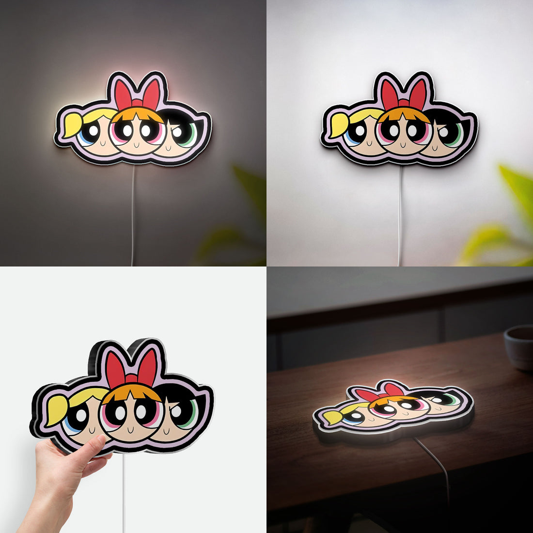 Powerpuff Girls 3D Light Box - Blossom Bubbles Buttercup Cartoon Night Light, Kids Room Decor & Cartoon Network Fan Gift 
