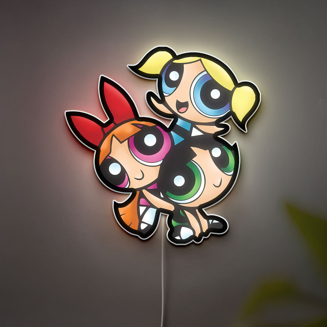Powerpuff Girls 3D Light Box - Blossom Bubbles Buttercup LED Night Light, Cartoon Network Decor for Kids Room & Anime Fans 