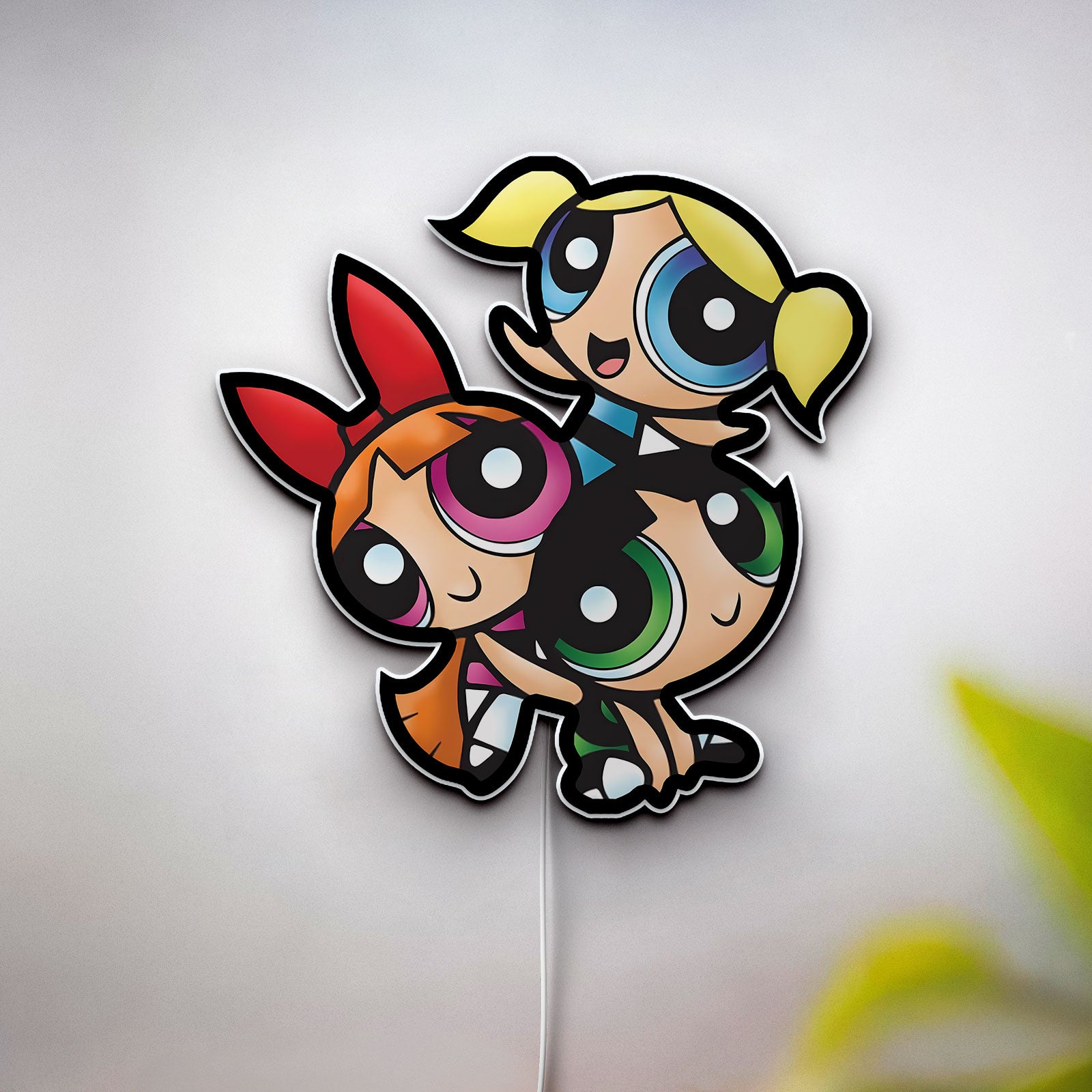 Powerpuff Girls 3D Light Box - Blossom Bubbles Buttercup LED Night Light, Cartoon Network Decor for Kids Room & Anime Fans 