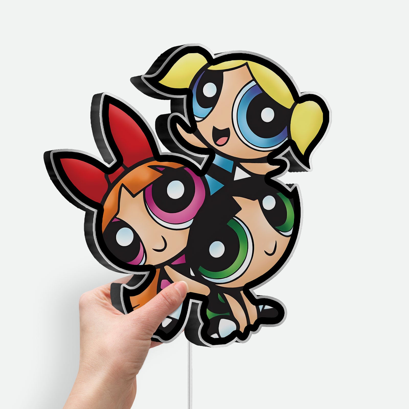 Powerpuff Girls 3D Light Box - Blossom Bubbles Buttercup LED Night Light, Cartoon Network Decor for Kids Room & Anime Fans 