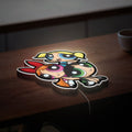 Powerpuff Girls 3D Light Box - Blossom Bubbles Buttercup LED Night Light, Cartoon Network Decor for Kids Room & Anime Fans 