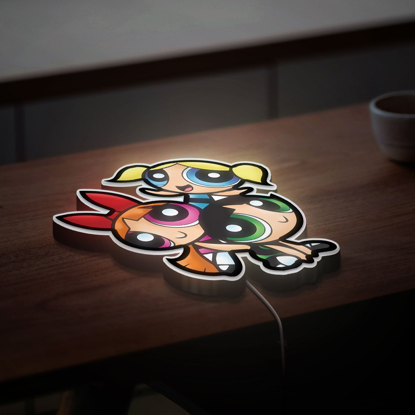 Powerpuff Girls 3D Light Box - Blossom Bubbles Buttercup LED Night Light, Cartoon Network Decor for Kids Room & Anime Fans 