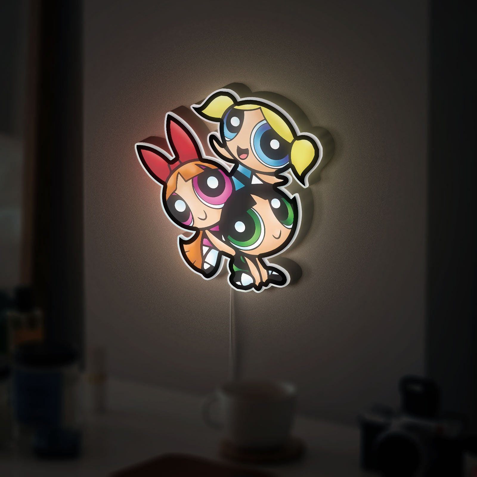 Powerpuff Girls 3D Light Box - Blossom Bubbles Buttercup LED Night Light, Cartoon Network Decor for Kids Room & Anime Fans 