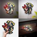 Powerpuff Girls 3D Light Box - Blossom Bubbles Buttercup LED Night Light, Cartoon Network Decor for Kids Room & Anime Fans 