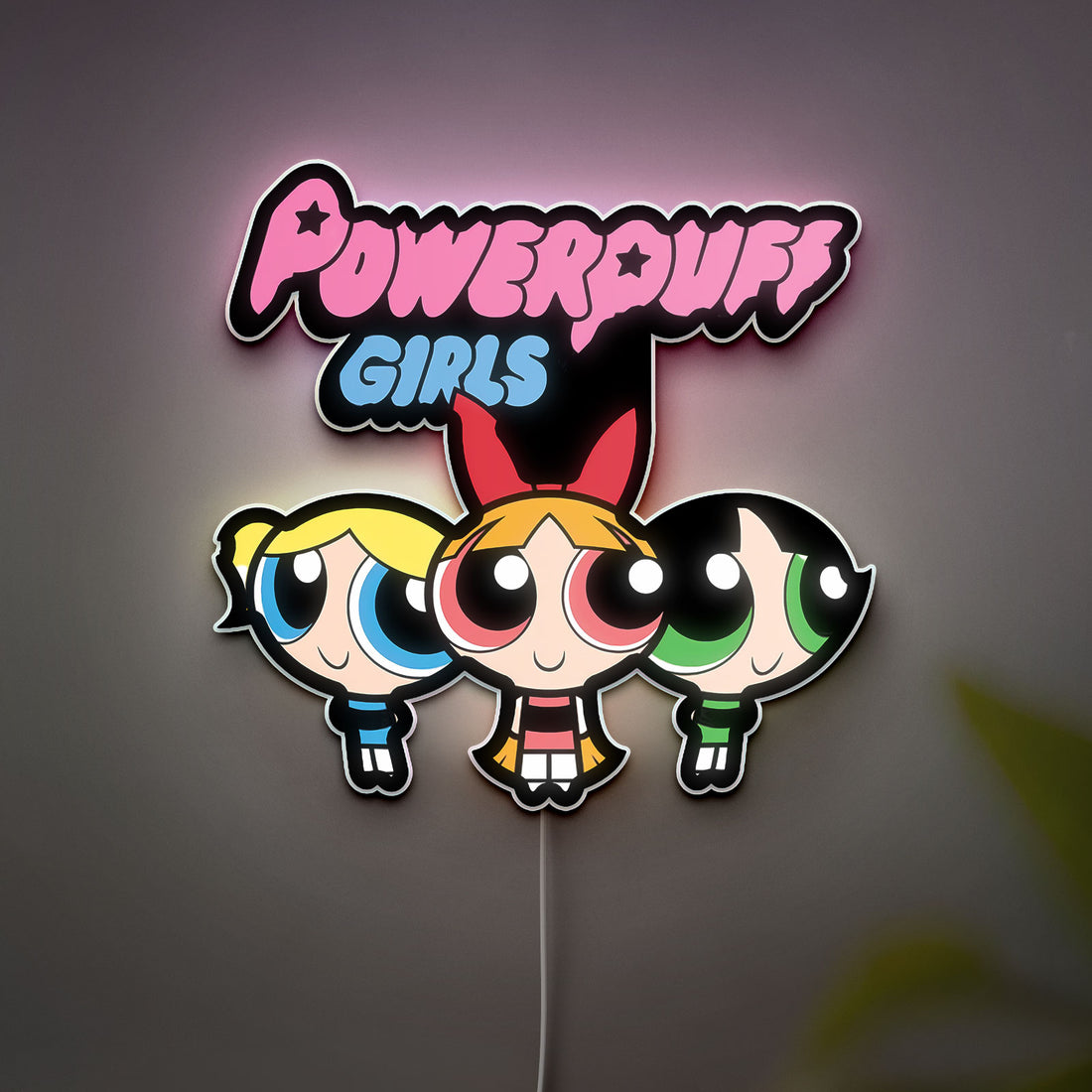 Powerpuff Girls Trio Glow Lamp - Cartoon Network Night Light, Blossom Bubbles Buttercup Flying Design, Kids Room Decor & Superhero Fan Gift