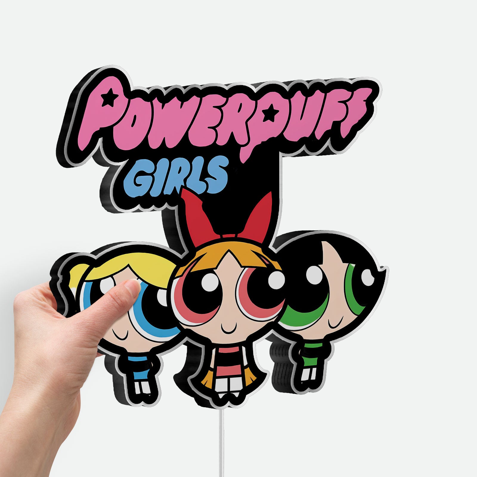 Powerpuff Girls Trio Glow Lamp - Cartoon Network Night Light, Blossom Bubbles Buttercup Flying Design, Kids Room Decor & Superhero Fan Gift