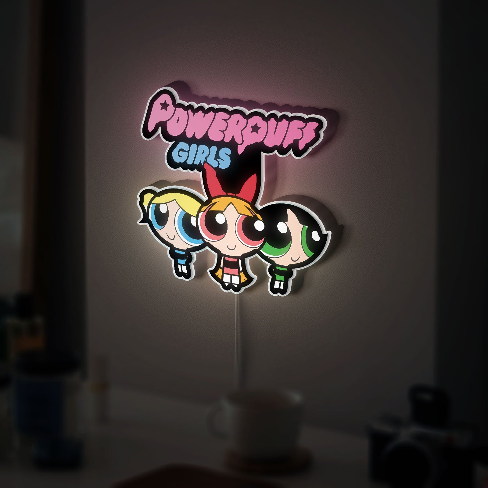 Powerpuff Girls Trio Glow Lamp - Cartoon Network Night Light, Blossom Bubbles Buttercup Flying Design, Kids Room Decor & Superhero Fan Gift