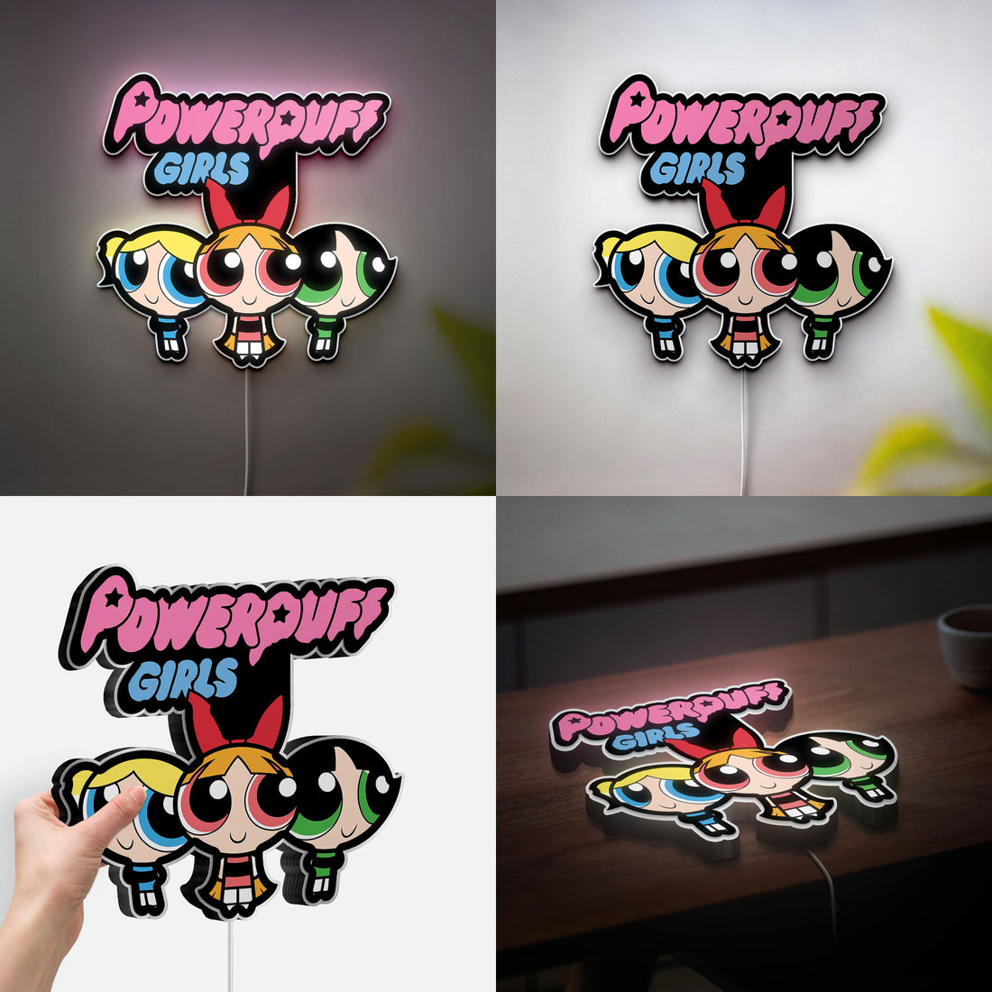 Powerpuff Girls Trio Glow Lamp - Cartoon Network Night Light, Blossom Bubbles Buttercup Flying Design, Kids Room Decor & Superhero Fan Gift