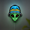 Alien Wall Light - UFO Glow Sign with Crown, Cool Space-Themed LED Decor for Bedroom or Game Room, Unique 420 Stoner Gift
