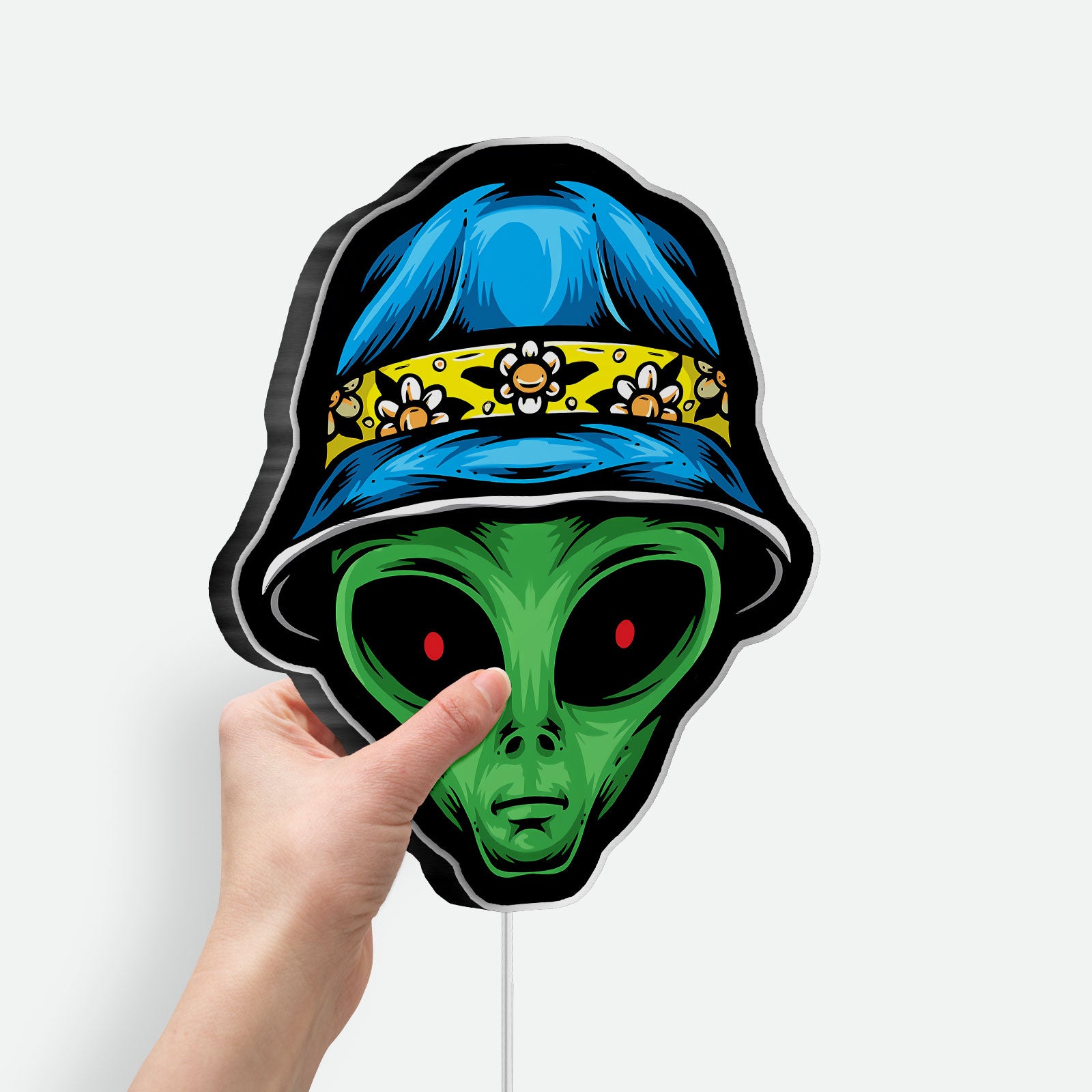 Alien Wall Light - UFO Glow Sign with Crown, Cool Space-Themed LED Decor for Bedroom or Game Room, Unique 420 Stoner Gift

