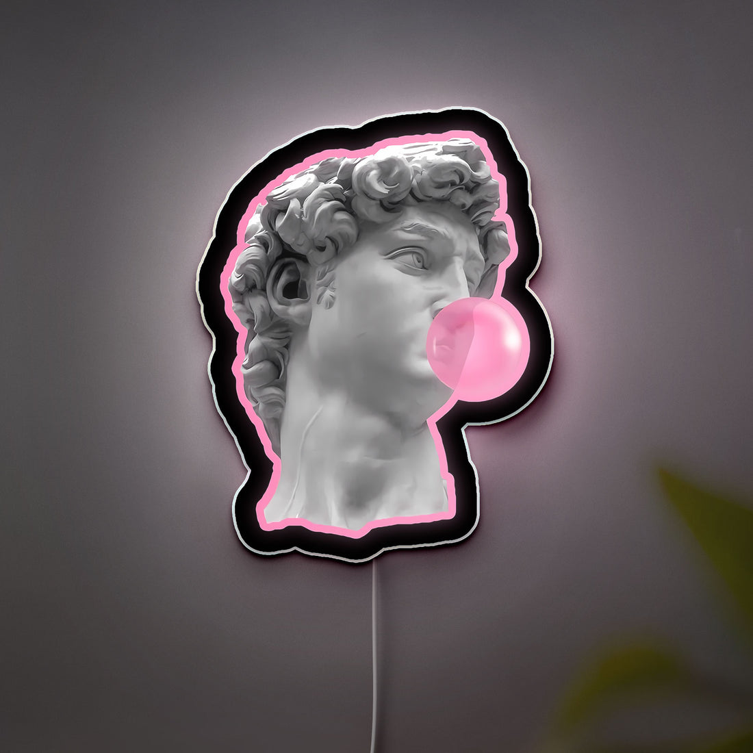 David Bubble Gum 3D Light Box - Michelangelo Pop Art LED Night Light, Vaporwave Aesthetic Decor for Art Lovers 