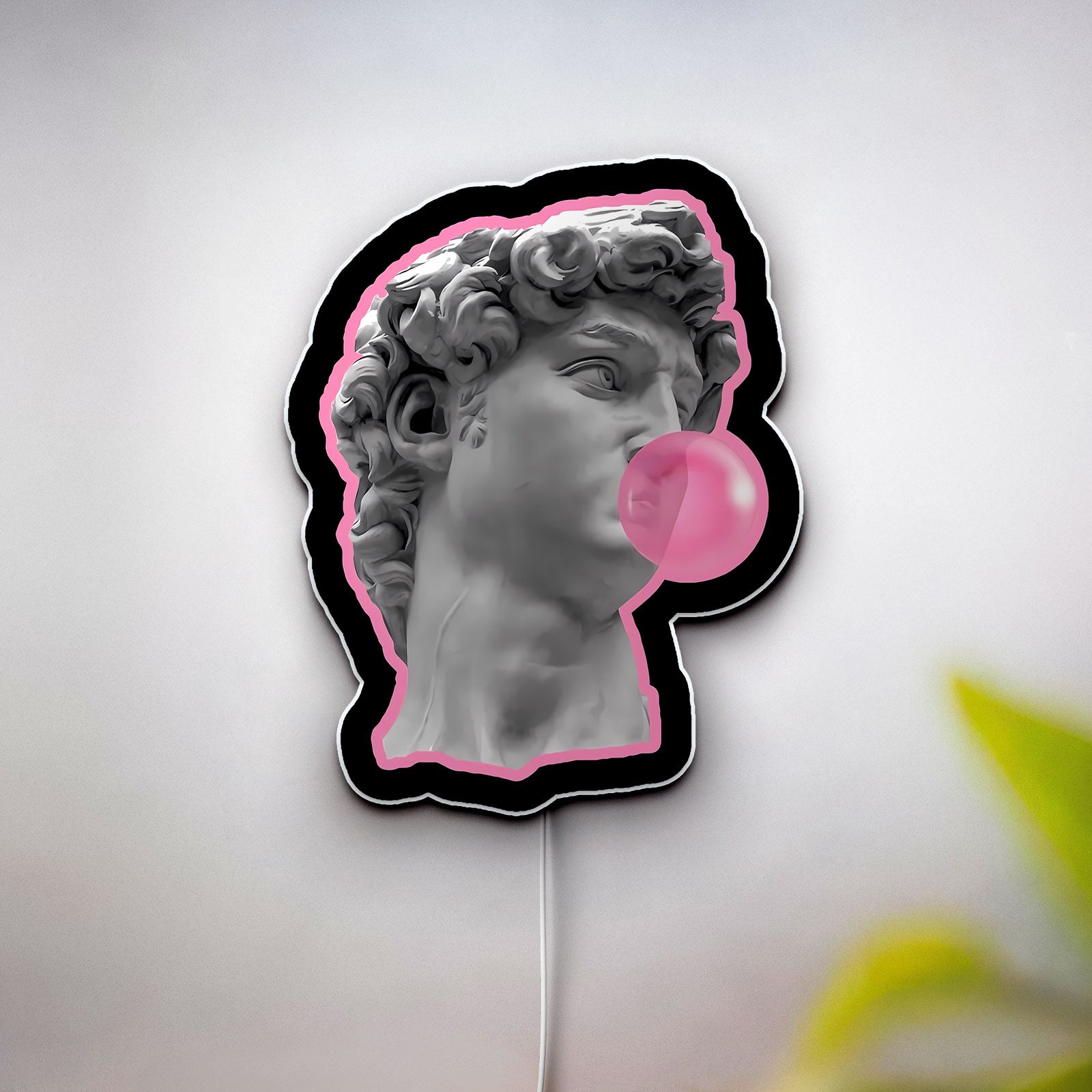 David Bubble Gum 3D Light Box - Michelangelo Pop Art LED Night Light, Vaporwave Aesthetic Decor for Art Lovers 