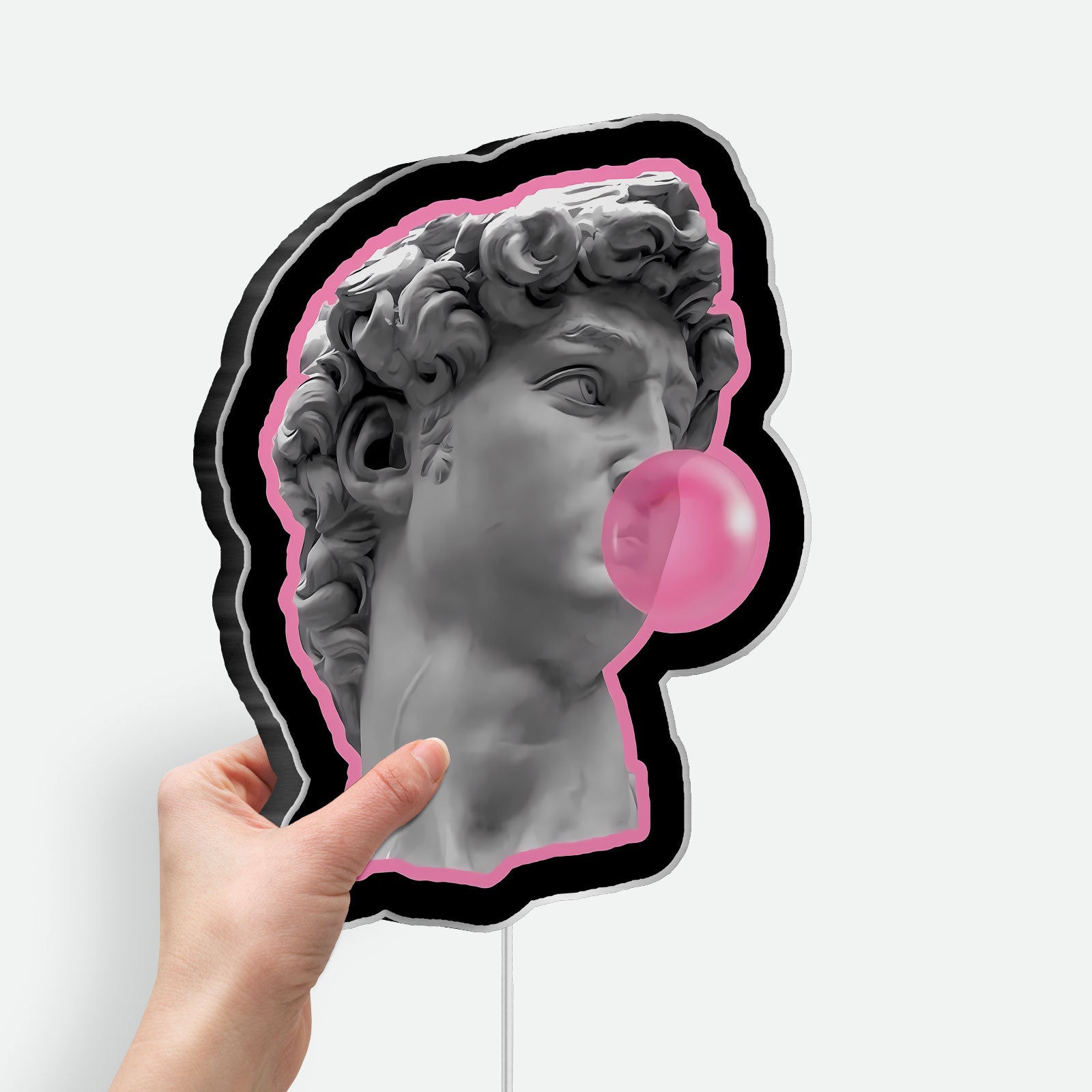 David Bubble Gum 3D Light Box - Michelangelo Pop Art LED Night Light, Vaporwave Aesthetic Decor for Art Lovers 