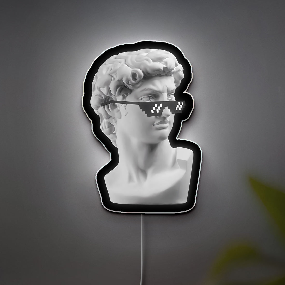 Pixel Art David Statue 3D Light Box - Thug Life Inspired LED Night Light, Retro Glow Decor for Art Lovers & Gamers
