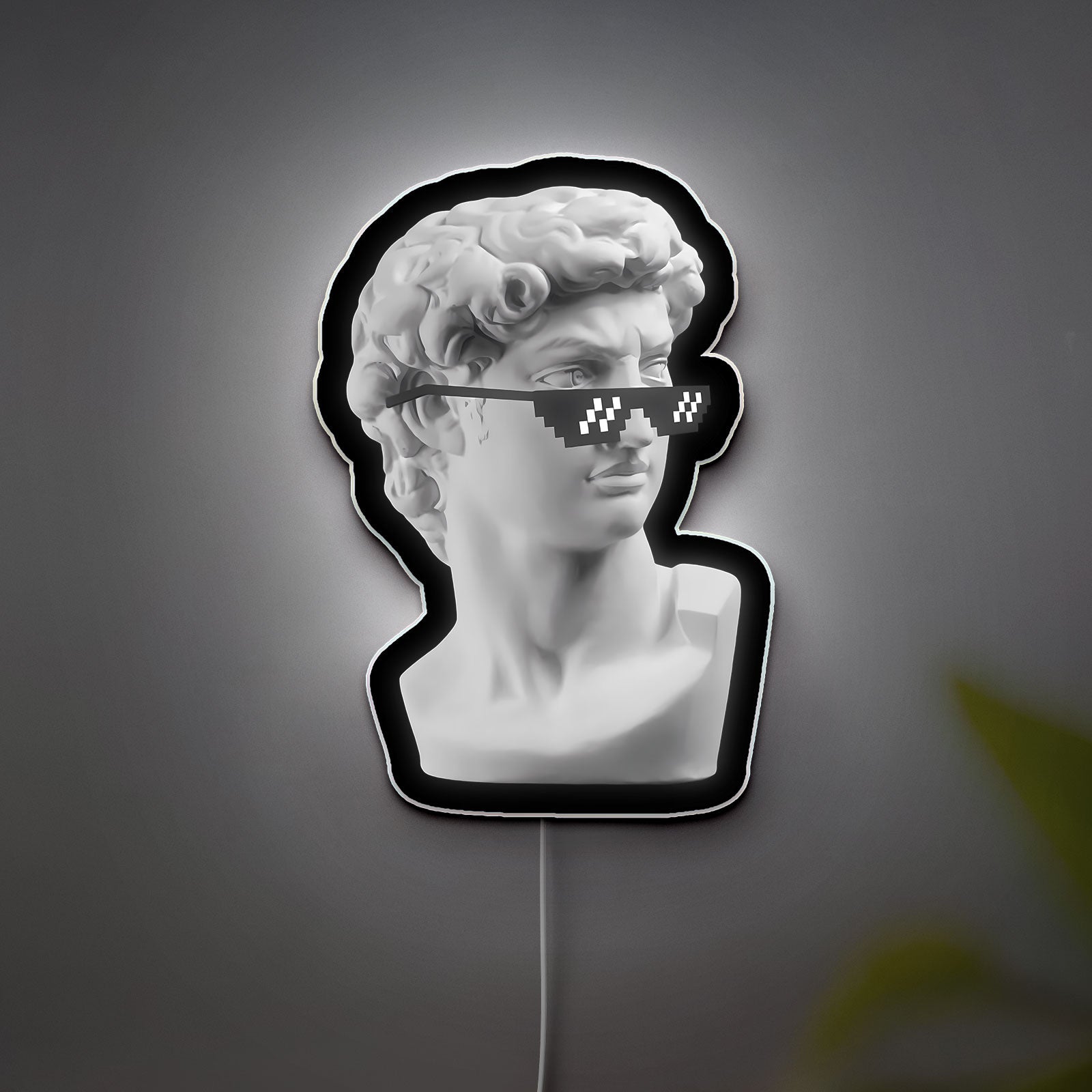 Pixel Art David Statue 3D Light Box - Thug Life Inspired LED Night Light, Retro Glow Decor for Art Lovers & Gamers
