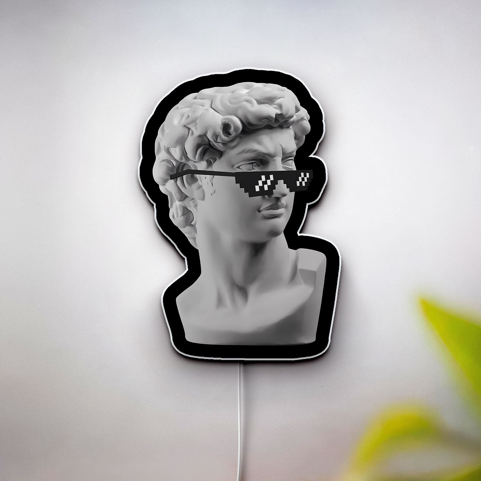 Pixel Art David Statue 3D Light Box - Thug Life Inspired LED Night Light, Retro Glow Decor for Art Lovers & Gamers
