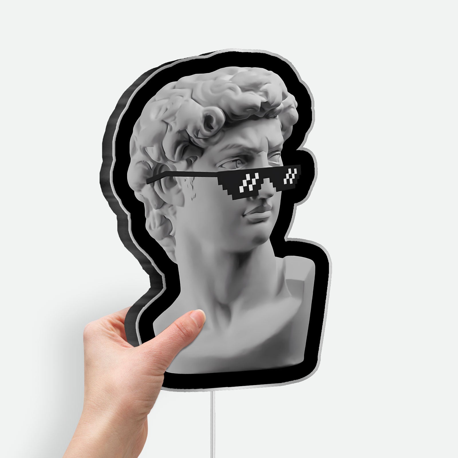 Pixel Art David Statue 3D Light Box - Thug Life Inspired LED Night Light, Retro Glow Decor for Art Lovers & Gamers

