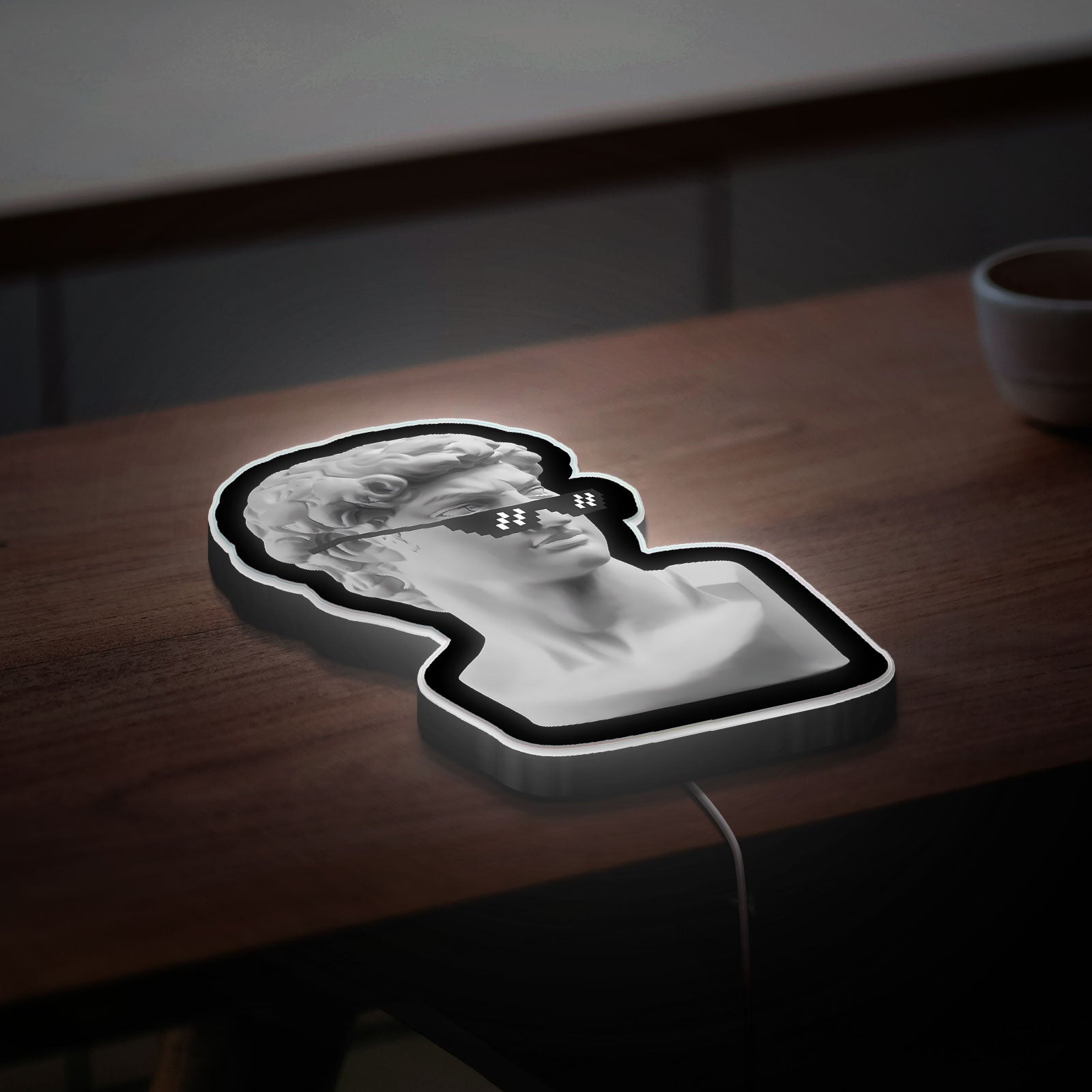 Pixel Art David Statue 3D Light Box - Thug Life Inspired LED Night Light, Retro Glow Decor for Art Lovers & Gamers

