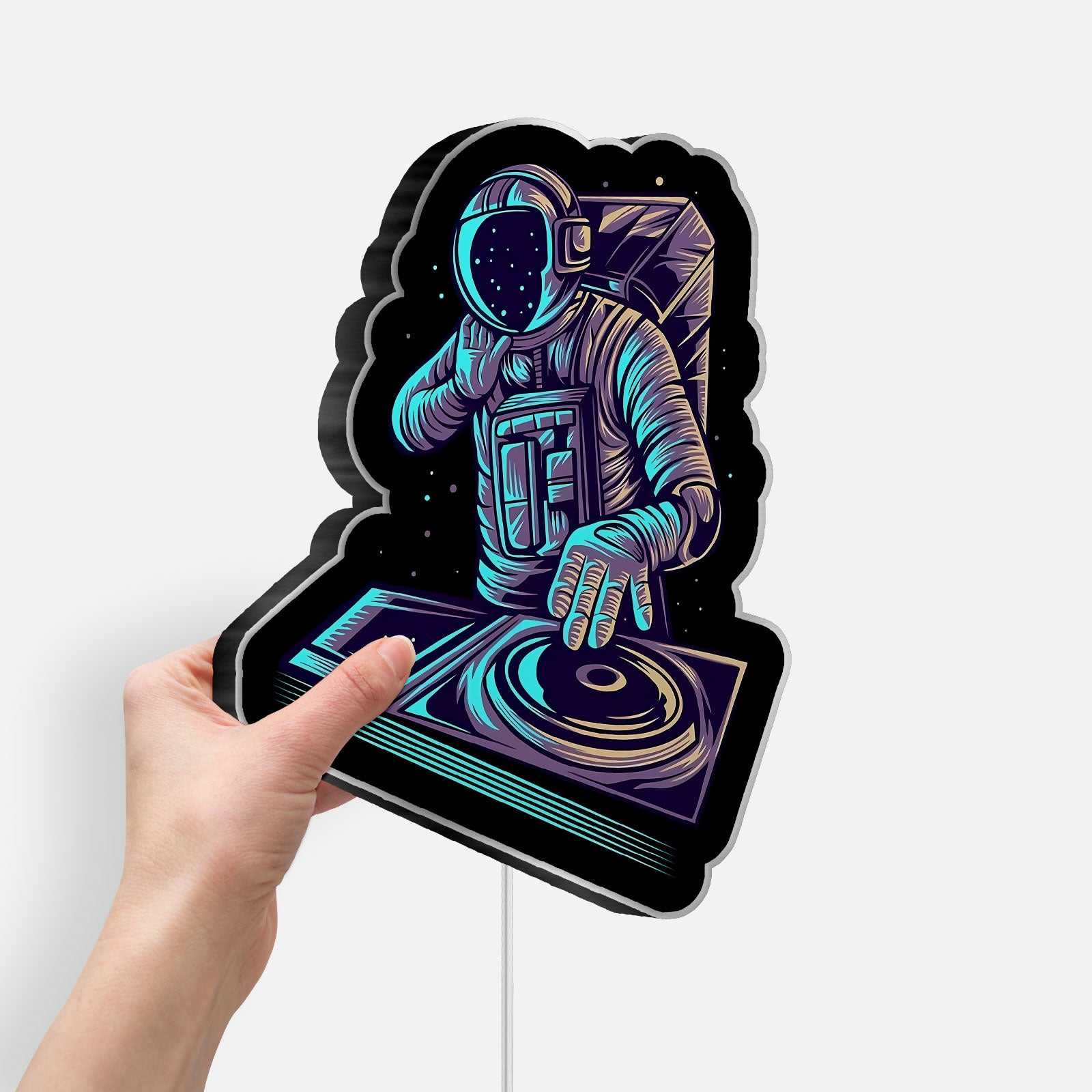 Astronaut DJ 3D Light Box - Cosmic Turntable LED Night Light, Space Music Decor for DJs & Sci-Fi Fans, Unique Glow Art Gift 