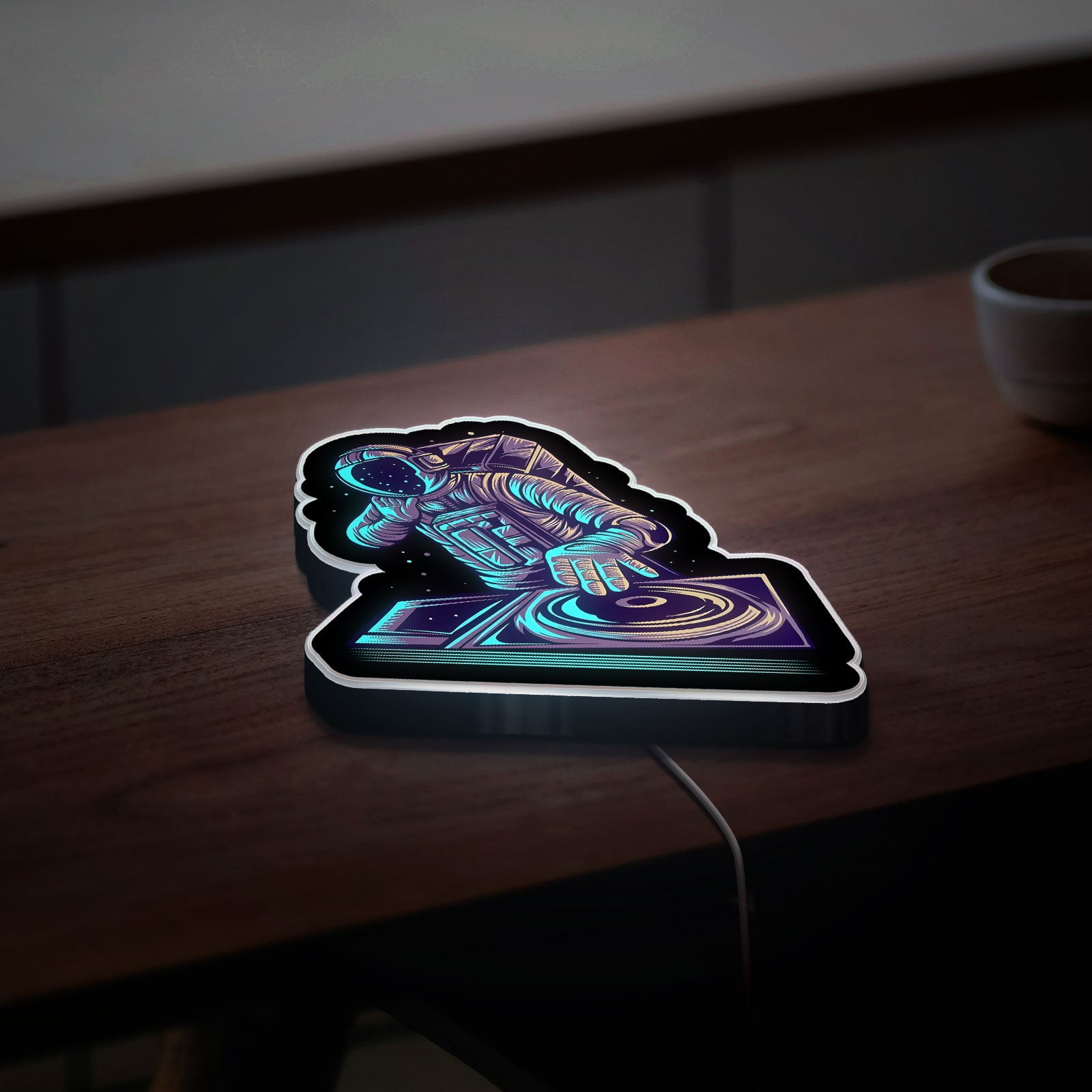 Astronaut DJ 3D Light Box - Cosmic Turntable LED Night Light, Space Music Decor for DJs & Sci-Fi Fans, Unique Glow Art Gift 