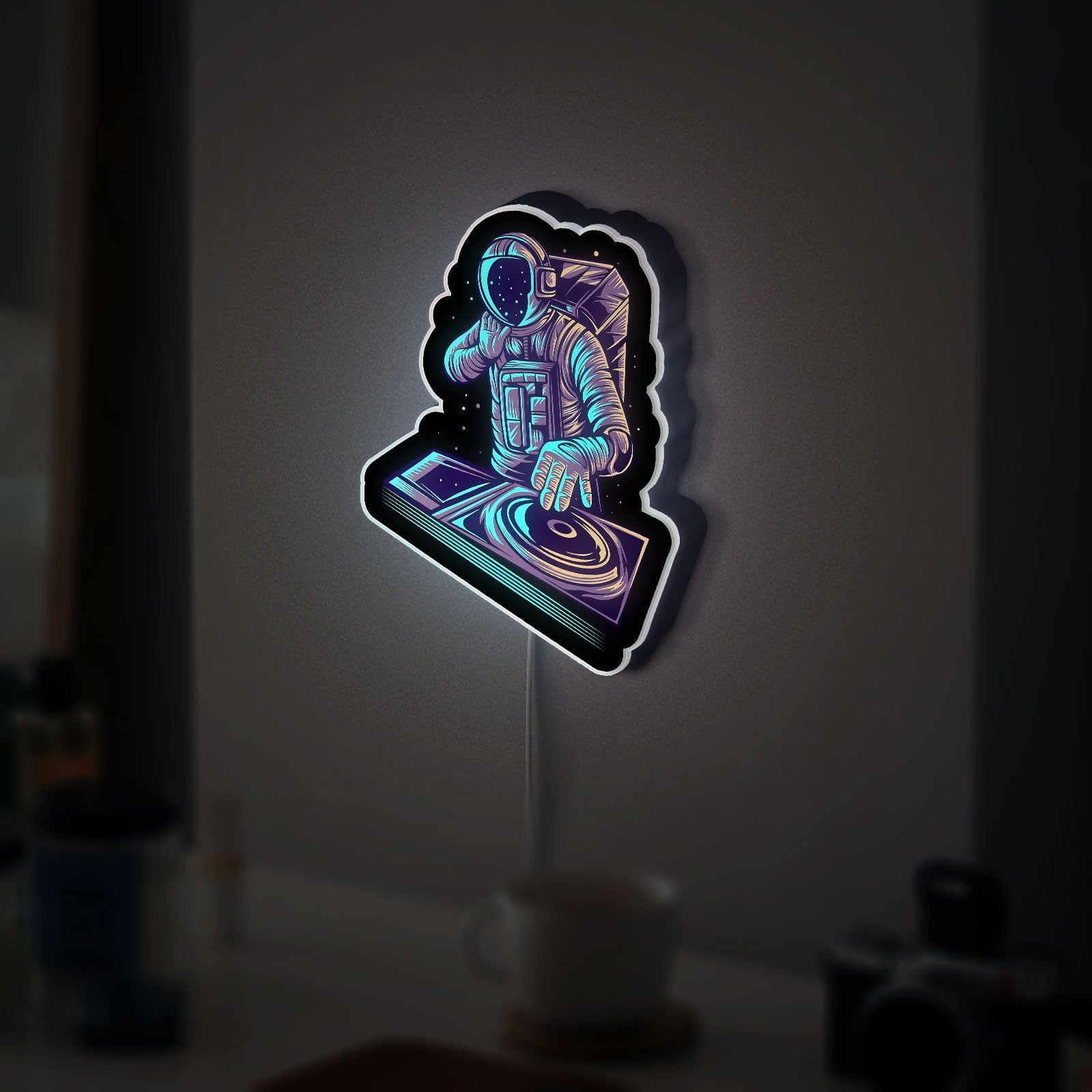 Astronaut DJ 3D Light Box - Cosmic Turntable LED Night Light, Space Music Decor for DJs & Sci-Fi Fans, Unique Glow Art Gift 