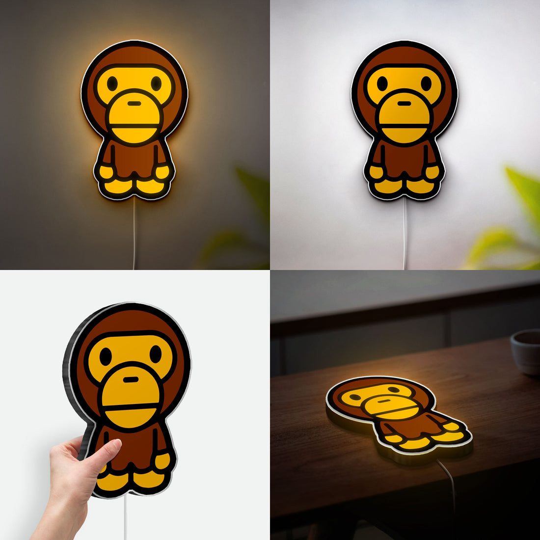 Kawaii Monkey 3D Light Box - Cute Cartoon LED Night Light, Baby Milo Funny Decor for Kids Room

