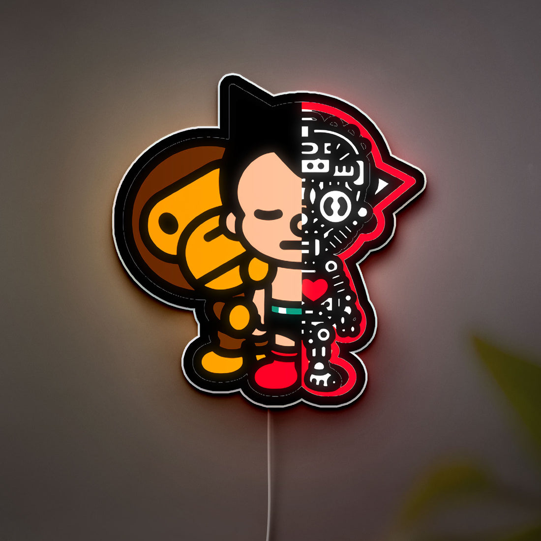 Astro Boy x Bape Glow Light - Urban Street Art Night Lamp, Anime Decor, Collector's LED Sign for Manga Fans
