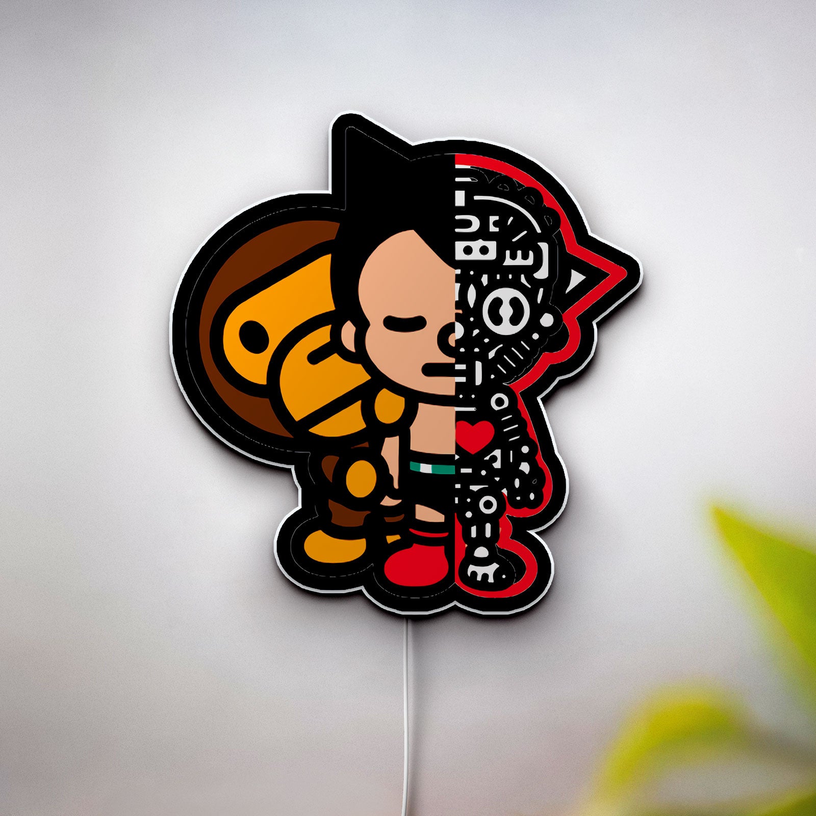 Astro Boy x Bape Glow Light - Urban Street Art Night Lamp, Anime Decor, Collector's LED Sign for Manga Fans
