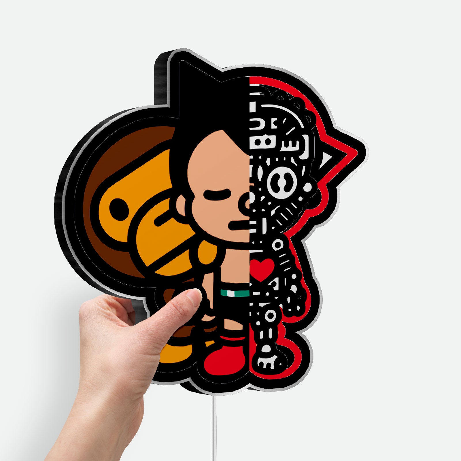Astro Boy x Bape Glow Light - Urban Street Art Night Lamp, Anime Decor, Collector's LED Sign for Manga Fans
