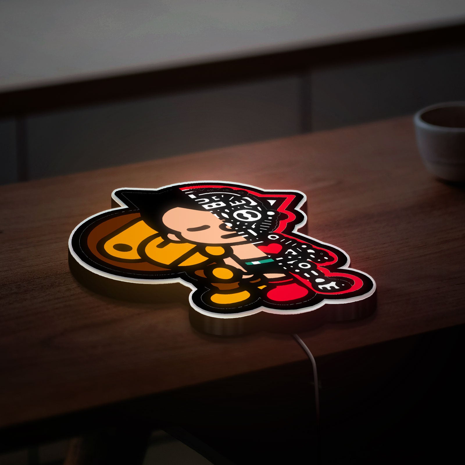 Astro Boy x Bape Glow Light - Urban Street Art Night Lamp, Anime Decor, Collector's LED Sign for Manga Fans
