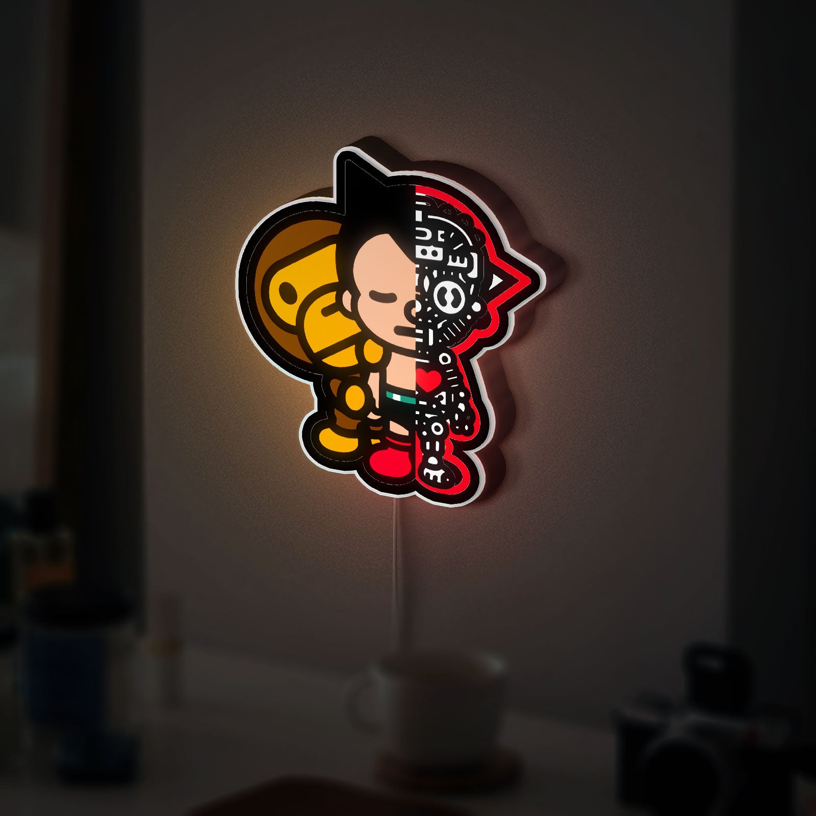 Astro Boy x Bape Glow Light - Urban Street Art Night Lamp, Anime Decor, Collector's LED Sign for Manga Fans
