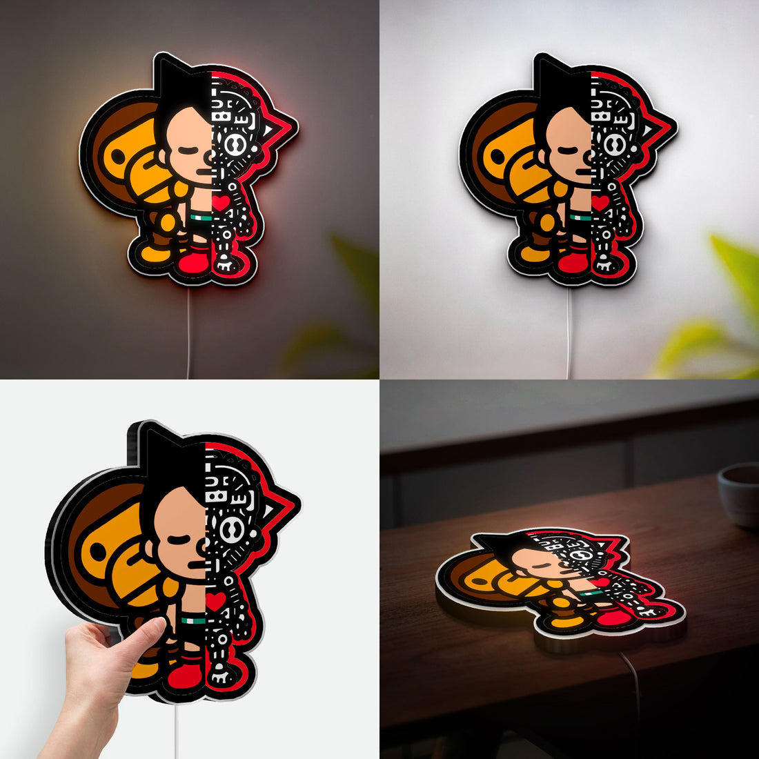 Astro Boy x Bape Glow Light - Urban Street Art Night Lamp, Anime Decor, Collector's LED Sign for Manga Fans
