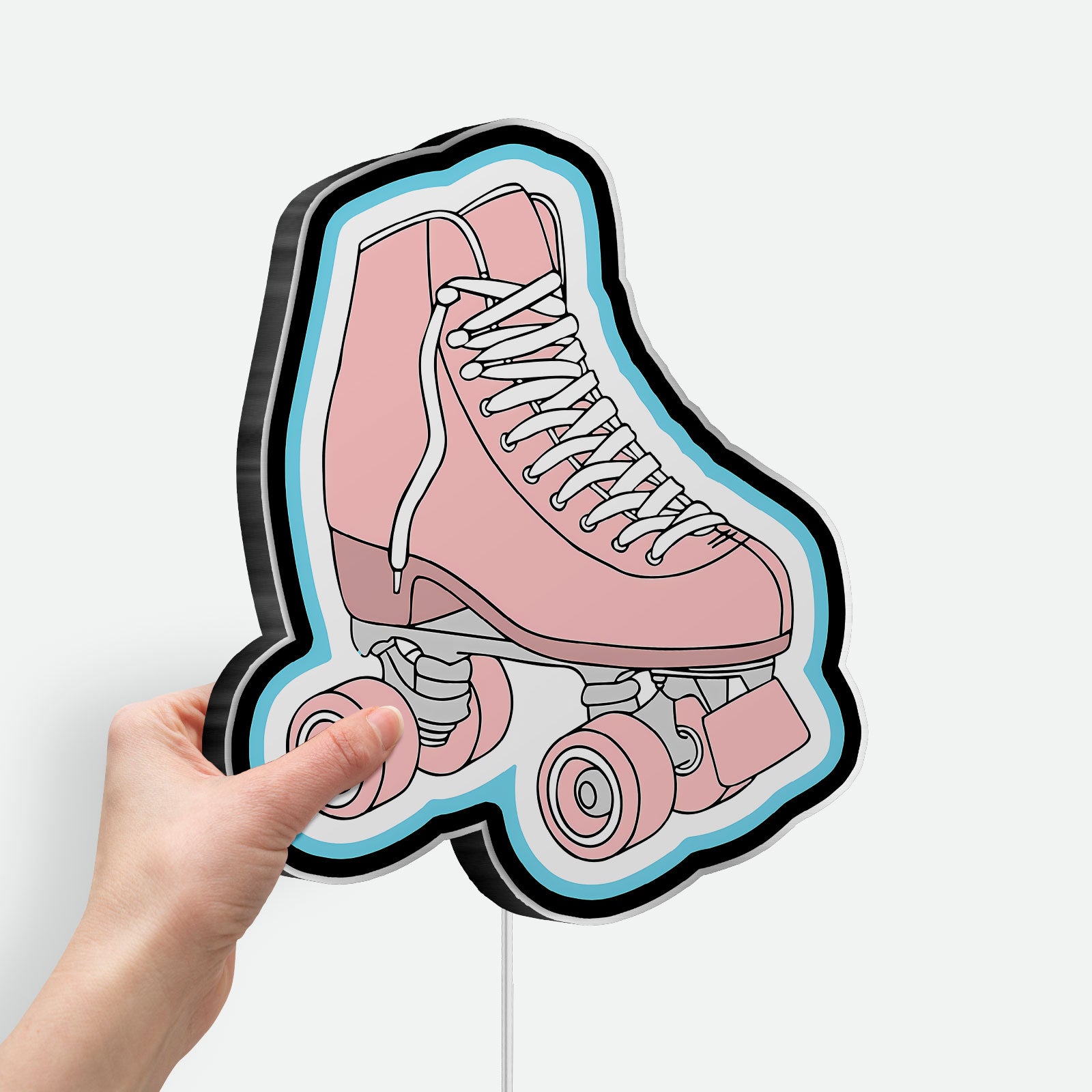 Pink Roller Skate 3D Light Box - Pastel Skate Decor, Cute Birthday Gift for Skating Fans, Whimsical Room Night Light
